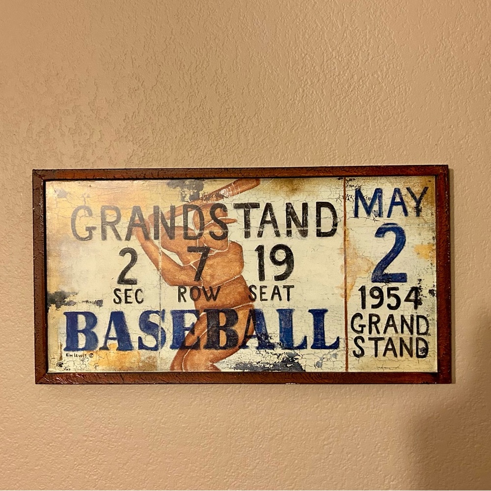 Baseball Wall Hanging Decor 19” X 10”